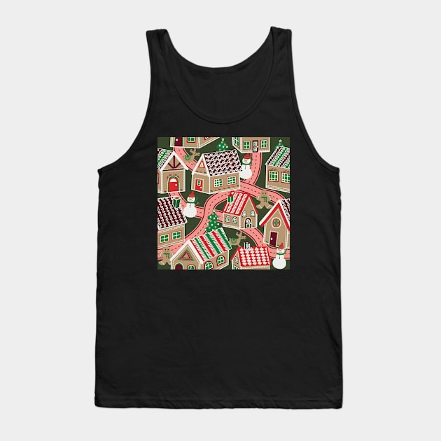 Gingerbread Village Tank Top by sarakaquabubble